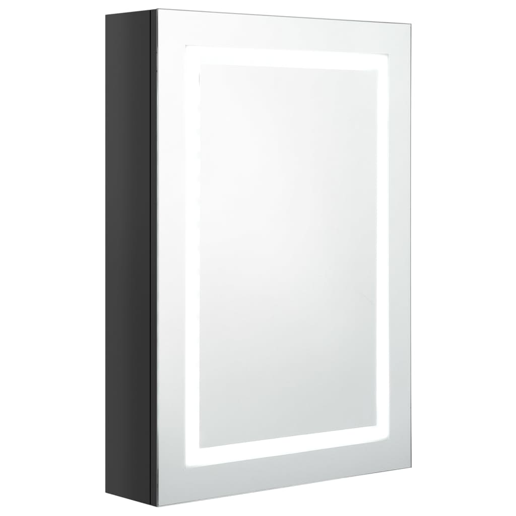 vidaXL Dulap de baie cu oglindă și LED, negru strălucitor, 50x13x70 cm