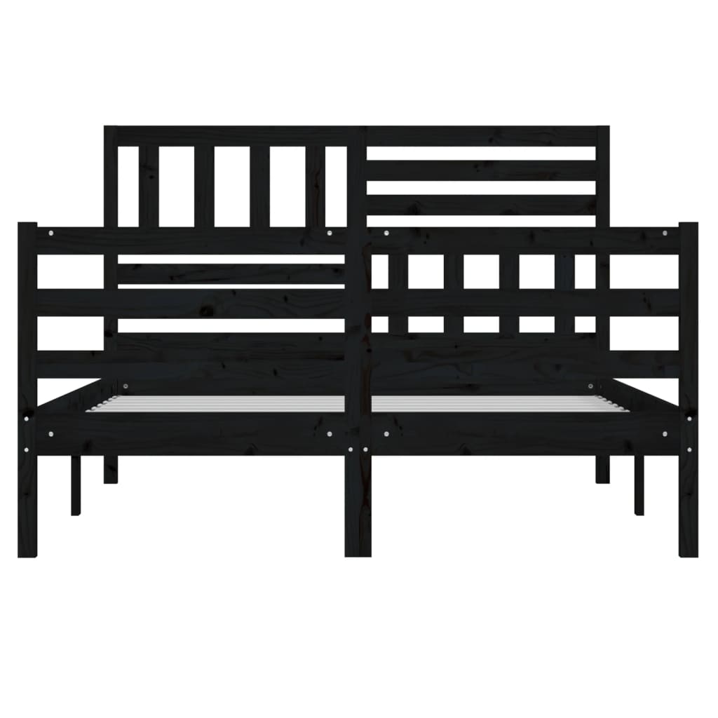 vidaXL Cadru de pat, negru, 120x200 cm, lemn masiv