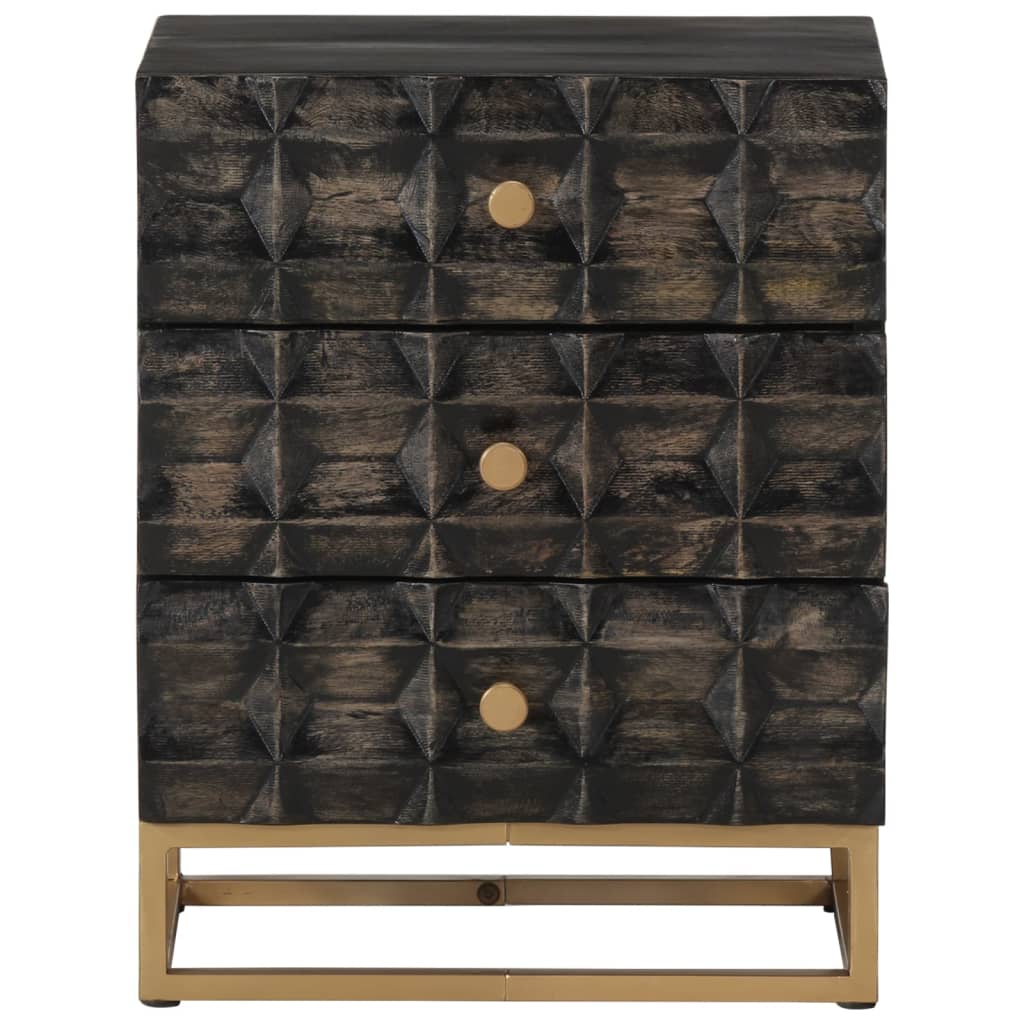 vidaXL Noptieră, negru, 40x29x50 cm, lemn masiv de mango