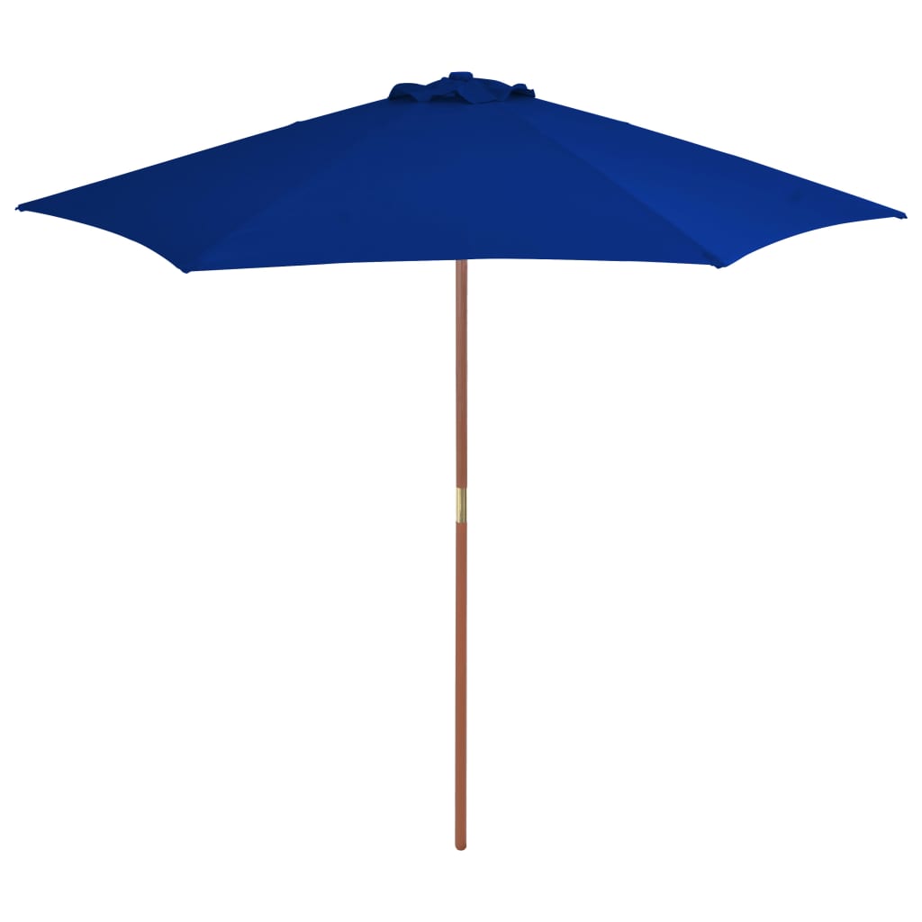 vidaXL Umbrelă de soare exterior cu stâlp din lemn, albastru, 270 cm