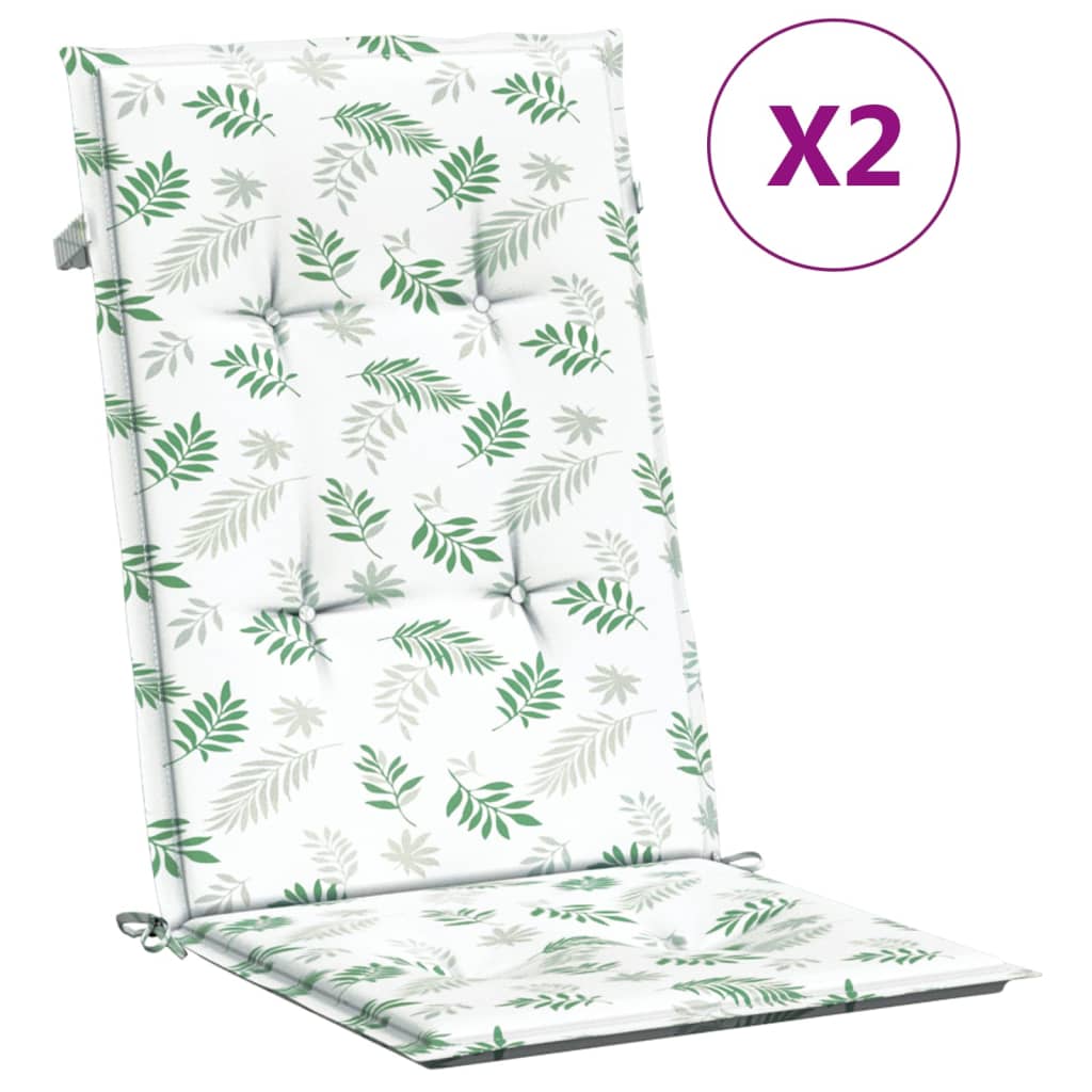vidaXL Perne de scaun spătar înalt, 2 buc., model frunze, textil