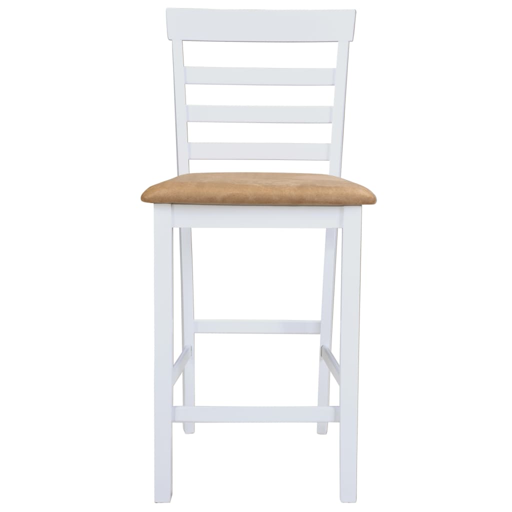 vidaXL Set masă și scaune de bar, 5 piese, natural și alb, lemn masiv