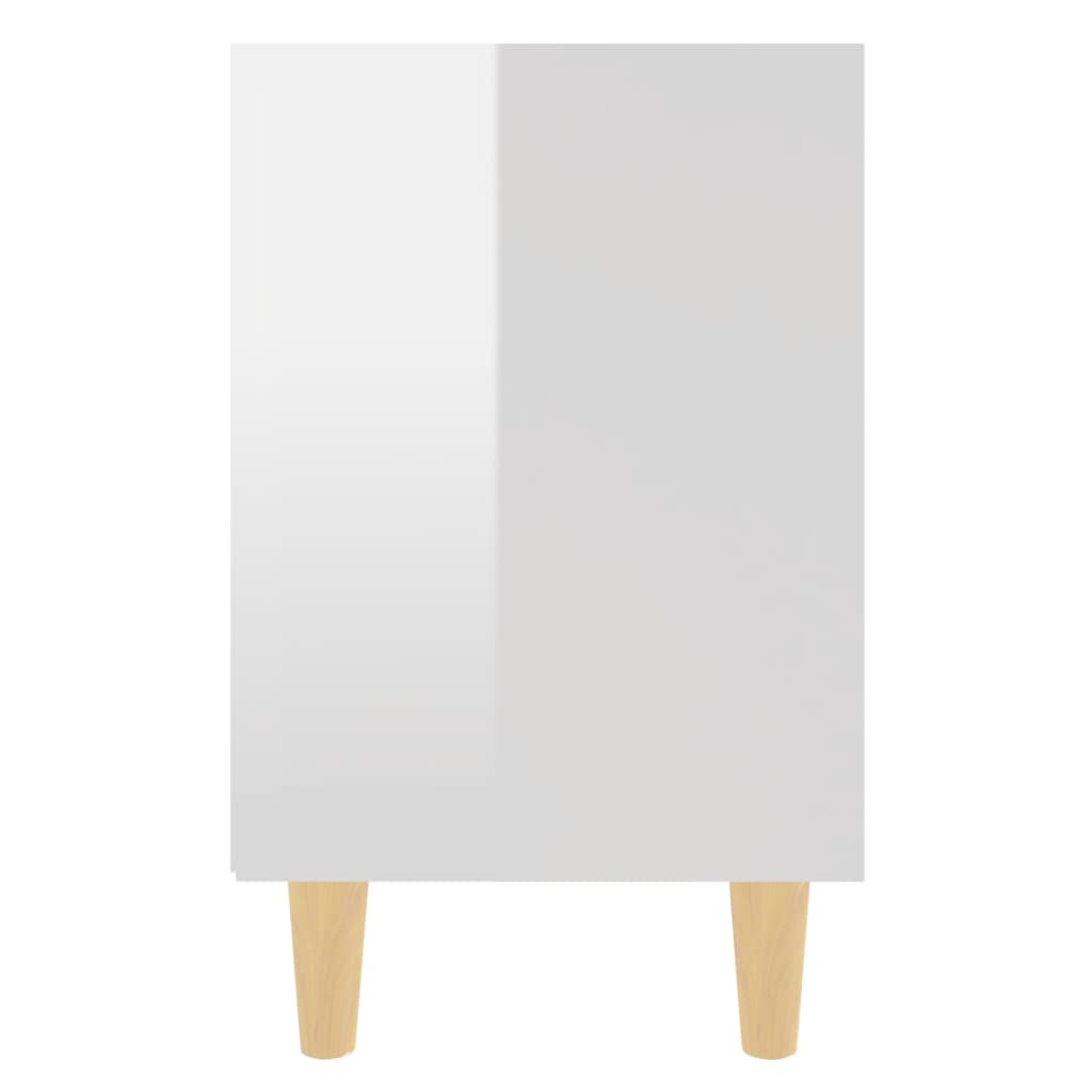 vidaXL Noptiere cu picioare lemn, 2 buc, alb extralucios, 40x30x50 cm