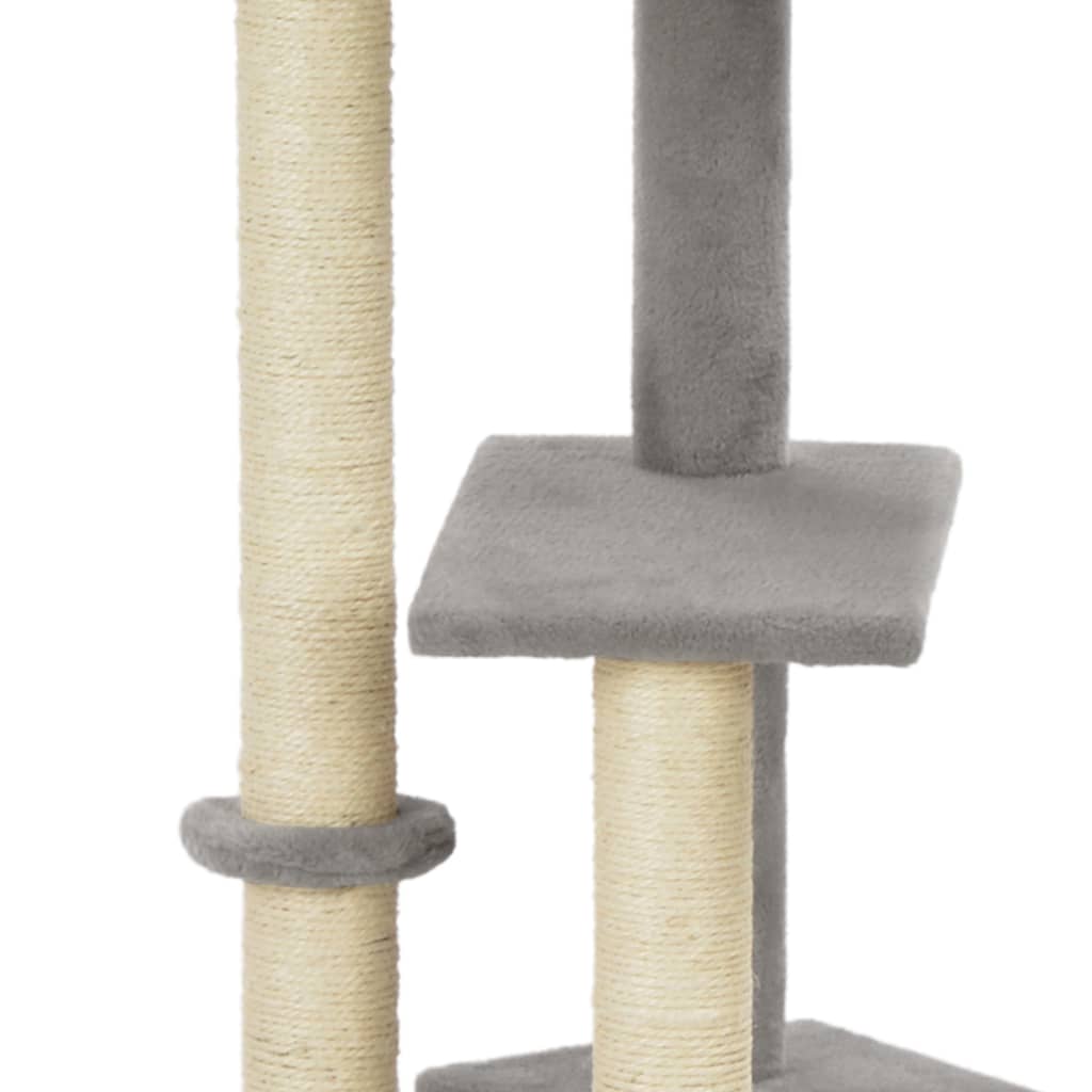 vidaXL Ansamblu pentru pisici, stâlp cu funie de sisal, gri, 125 cm