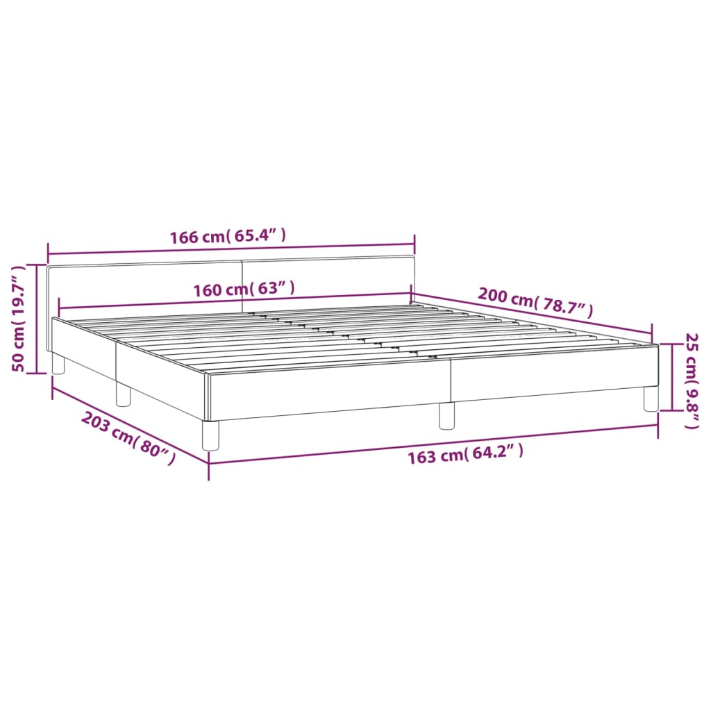 vidaXL Cadru de pat cu tăblie, gri deschis, 160x200 cm, catifea