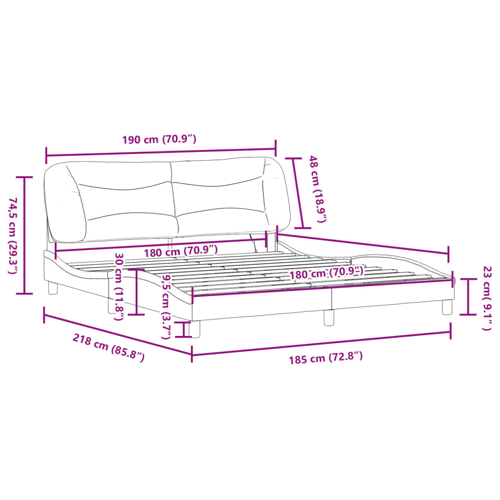 vidaXL Cadru de pat cu lumini LED, maro, 180x200 cm, piele ecologică
