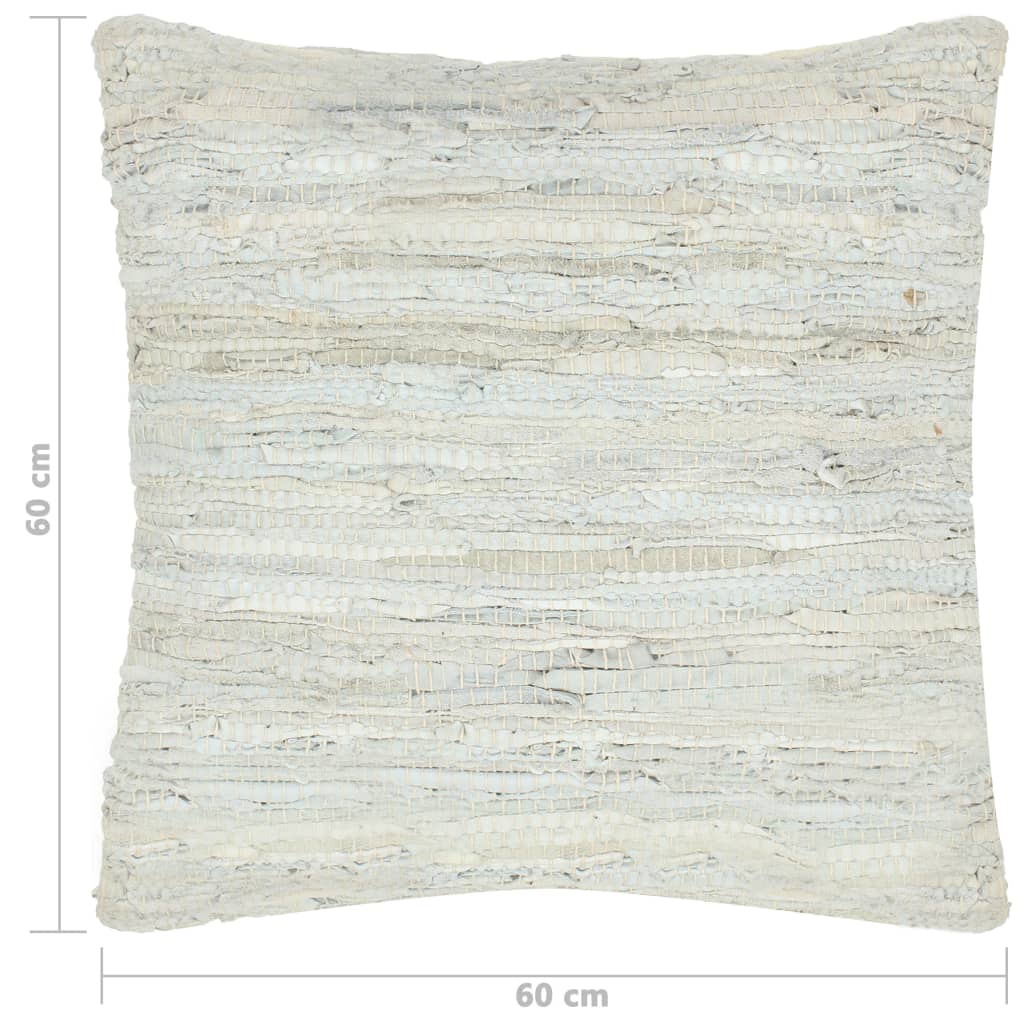 vidaXL Pernă Chindi, gri deschis, 60 x 60 cm, piele și bumbac