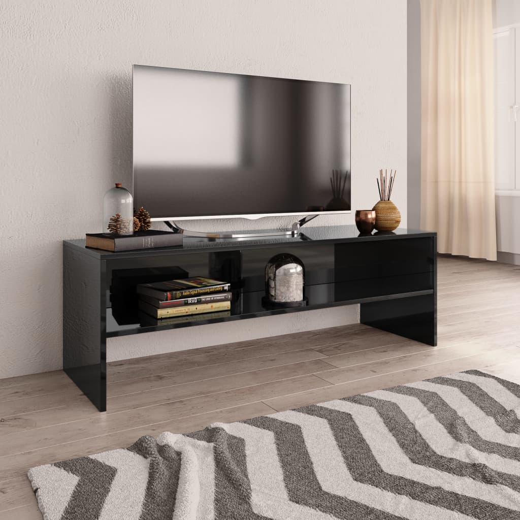vidaXL Comodă TV, negru extralucios, 120x40x40 cm, lemn prelucrat