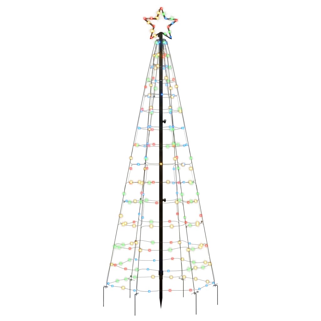 vidaXL Lumină brad de Crăciun cu țăruși 220 LED-uri, multicolor 180 cm
