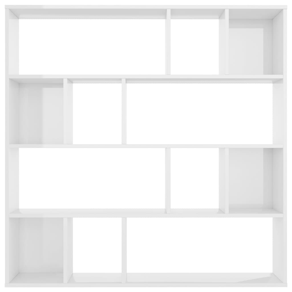 vidaXL Separator cameră/Bibliotecă, alb extralucios, 110x24x110 cm PAL