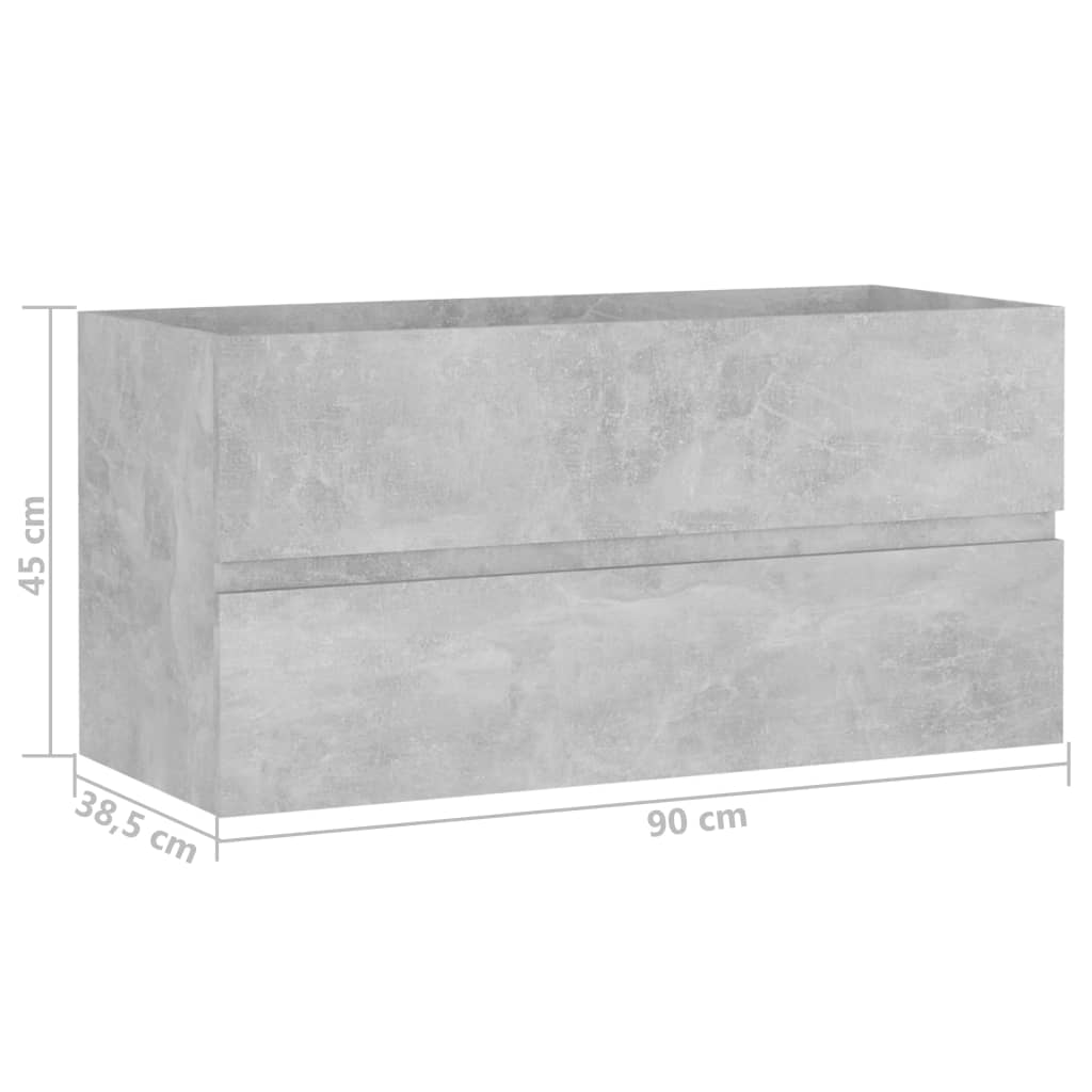 vidaXL Dulap de chiuvetă, gri beton, 90x38,5x45 cm, lemn prelucrat