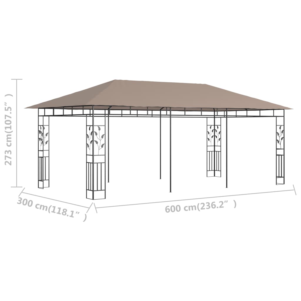 vidaXL Pavilion cu plasă anti-țânțari, gri taupe, 6x3x2,73 m, 180 g/m²