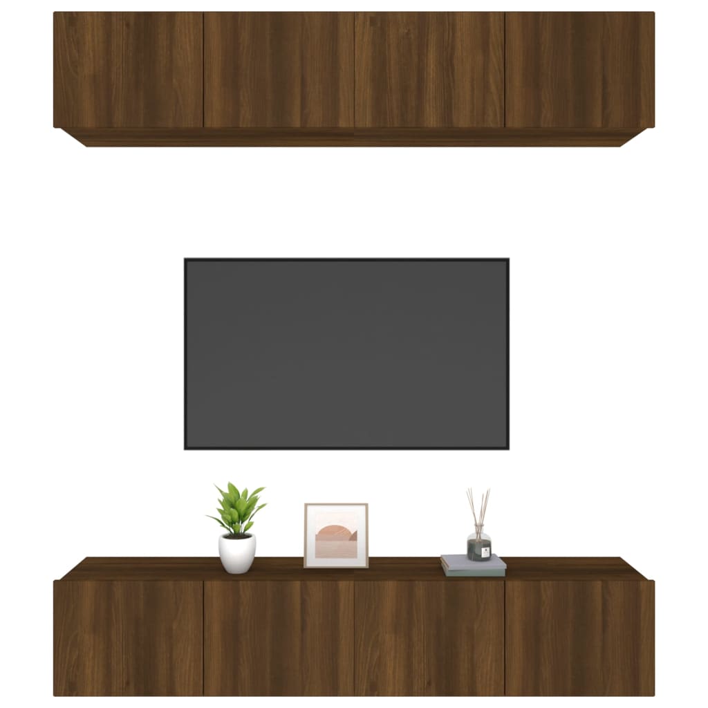 vidaXL Comode TV, 4 buc., stejar maro, 80x30x30 cm, lemn prelucrat