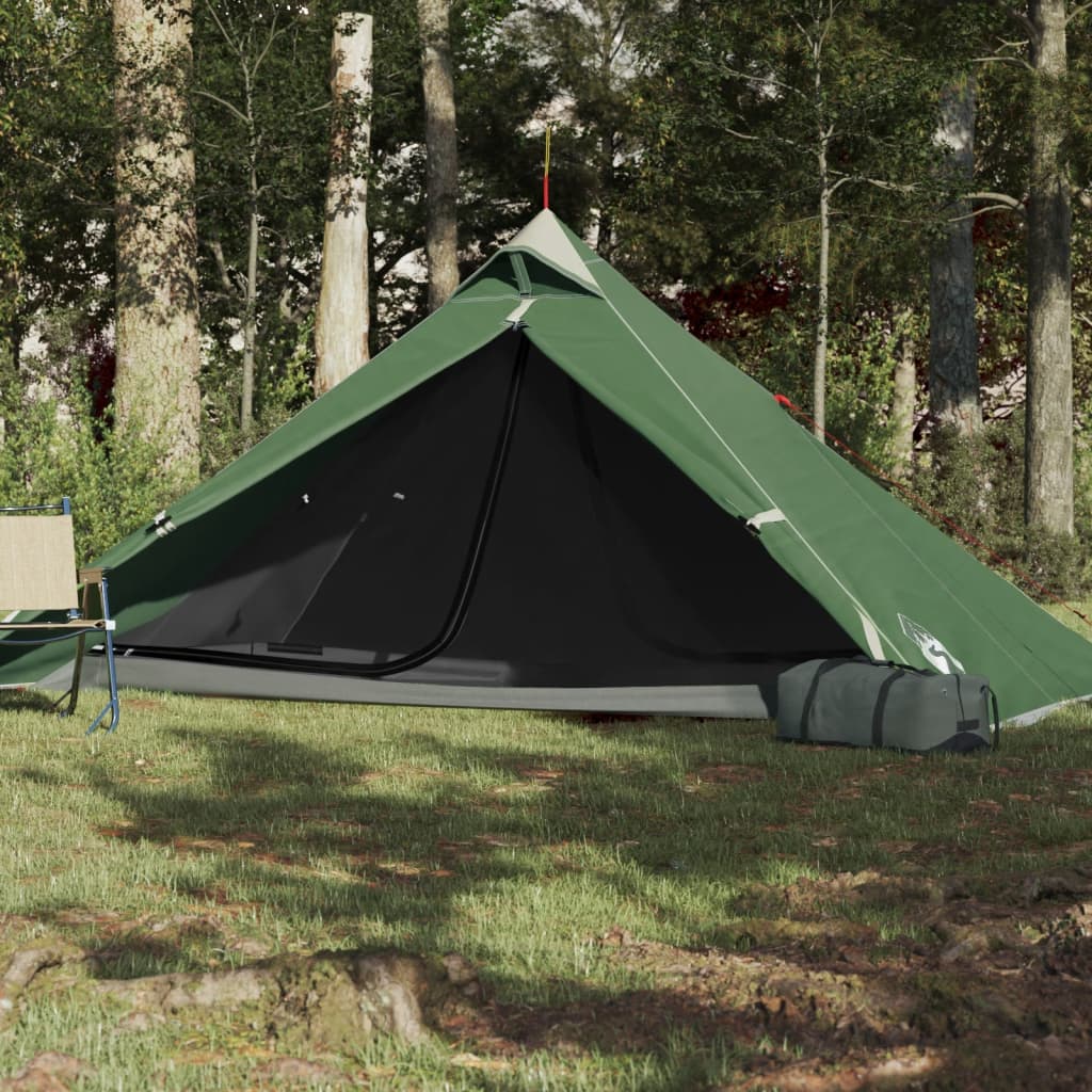 vidaXL Cort de camping pentru 1 persoană, verde, impermeabil