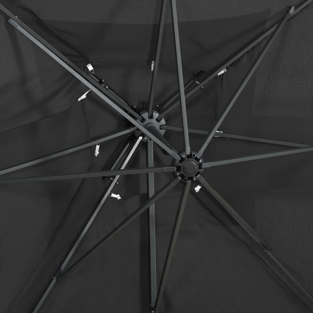 vidaXL Umbrelă suspendată cu înveliș dublu, antracit, 250x250 cm
