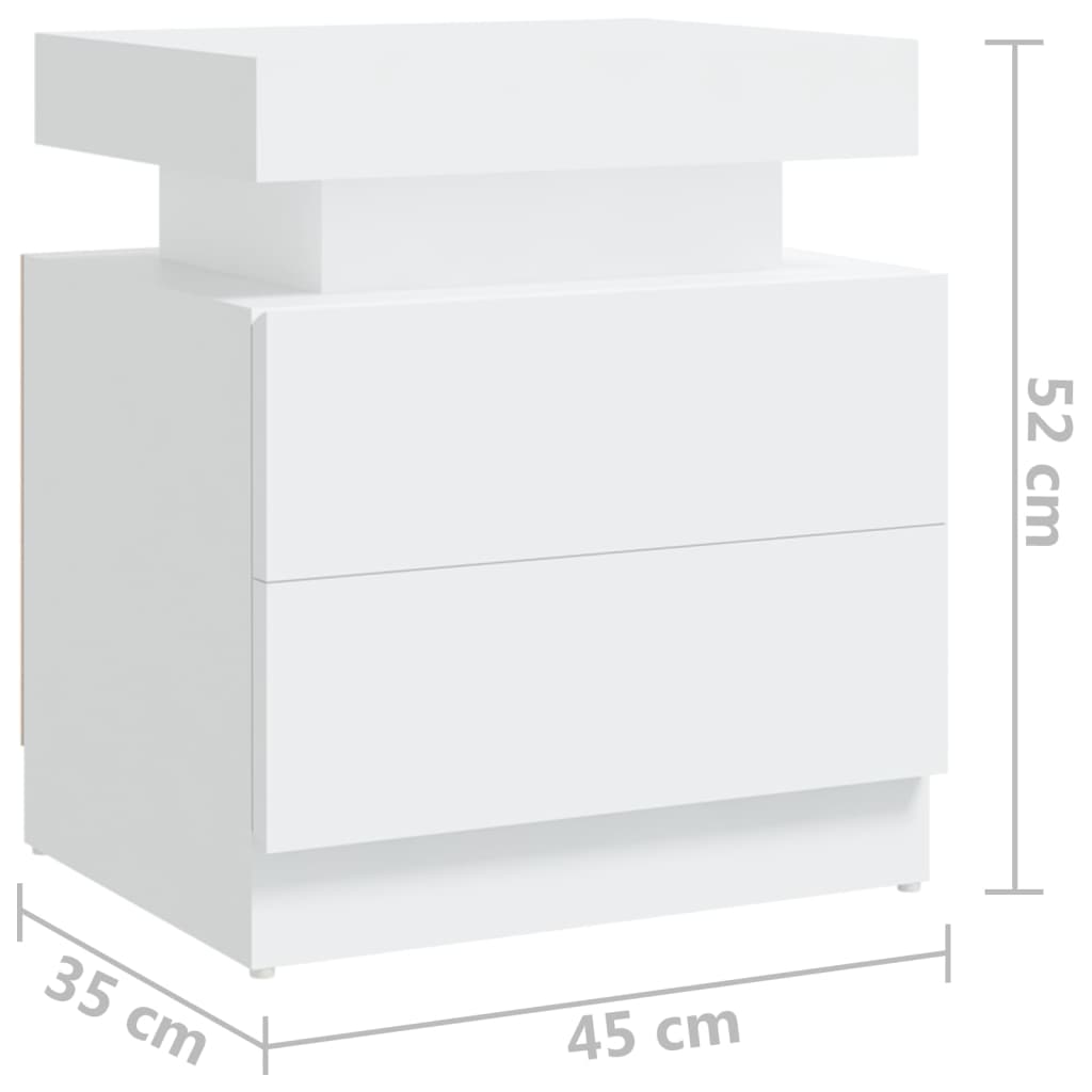 vidaXL Dulap noptieră, alb, 45x35x52 cm, lemn prelucrat