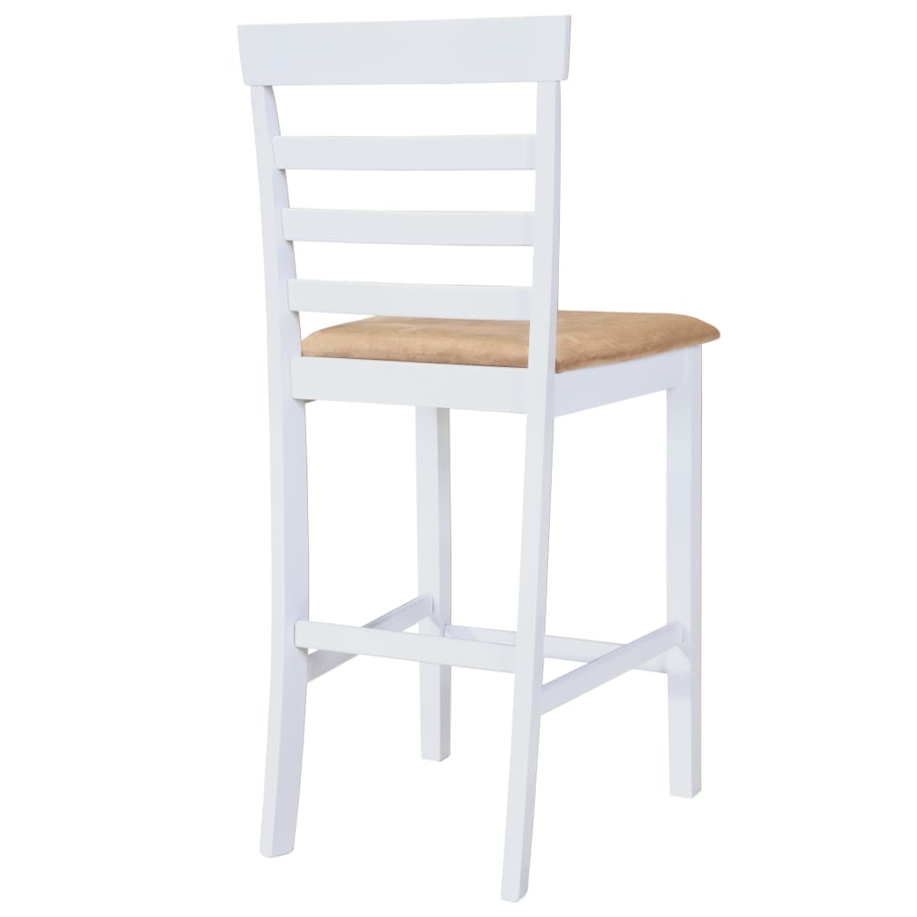 vidaXL Set masă și scaune de bar, 5 piese, natural și alb, lemn masiv