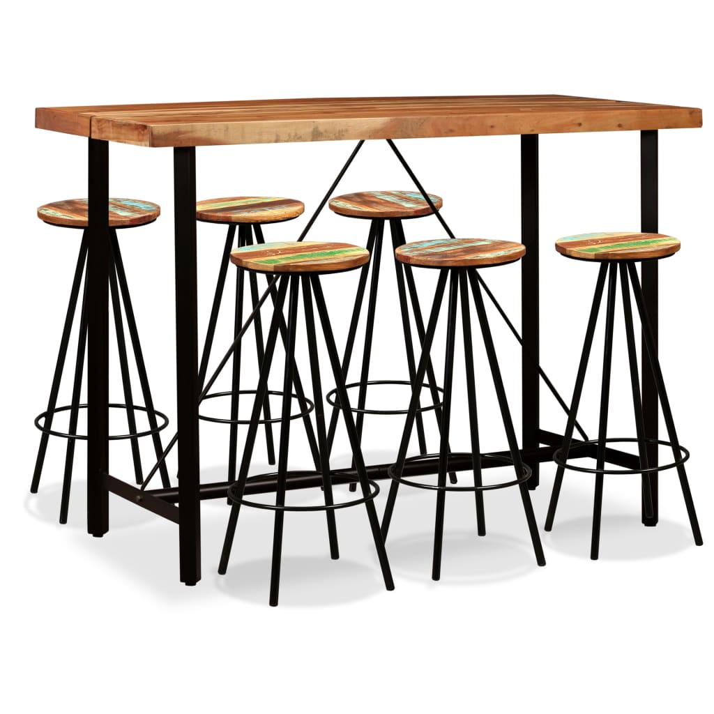 vidaXL Set mobilier bar, 7 piese, lemn masiv acacia și lemn reciclat