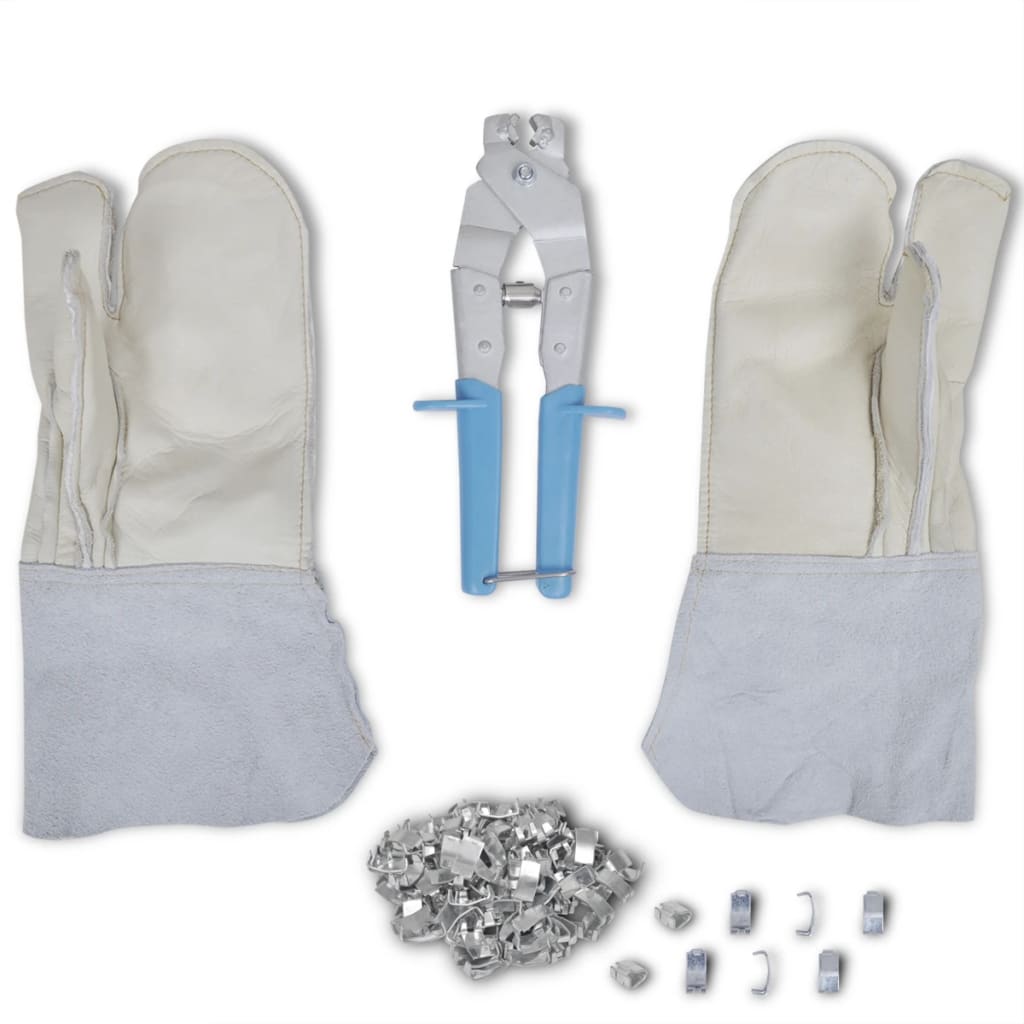 vidaXL Set accesorii sârmă ghimpată, aplicator cleme, mănuși/200 cleme