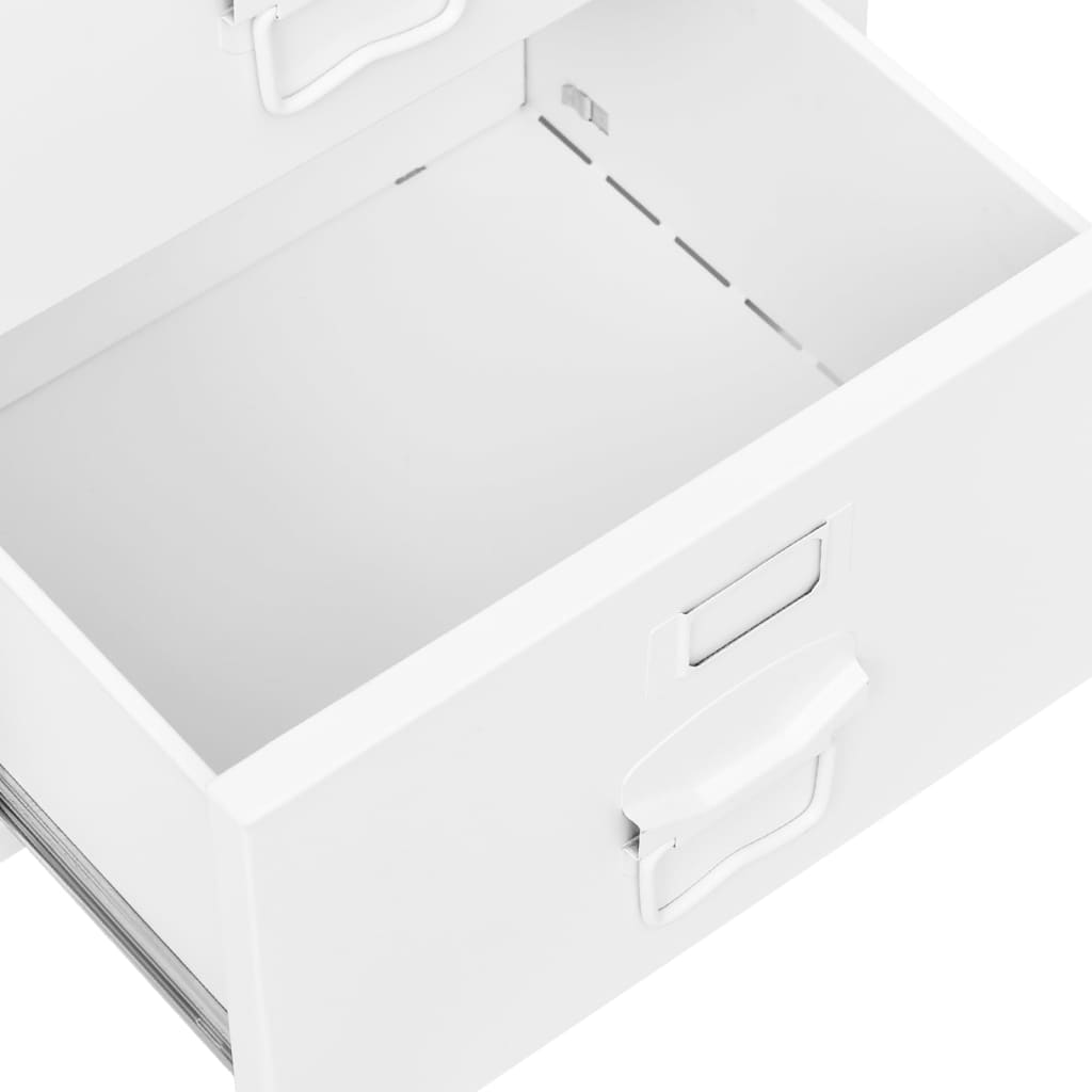 vidaXL Birou cu sertare, alb, 105x52x75 cm, oțel, industrial