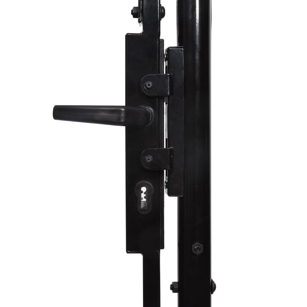 vidaXL Poartă de gard cu ușă dublă vârf ascuțit negru 3x1,25 m oțel
