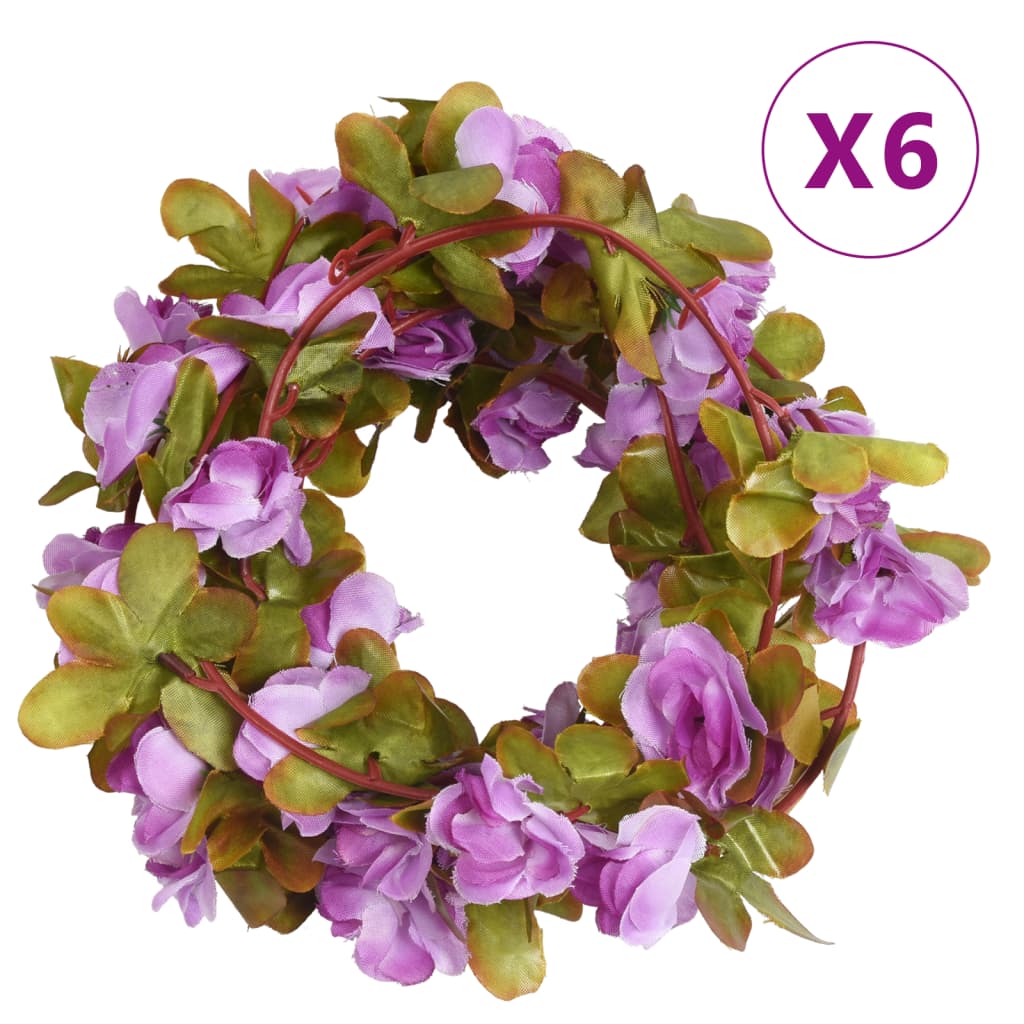 vidaXL Ghirlande de flori artificiale, 6 buc., violet deschis, 250 cm