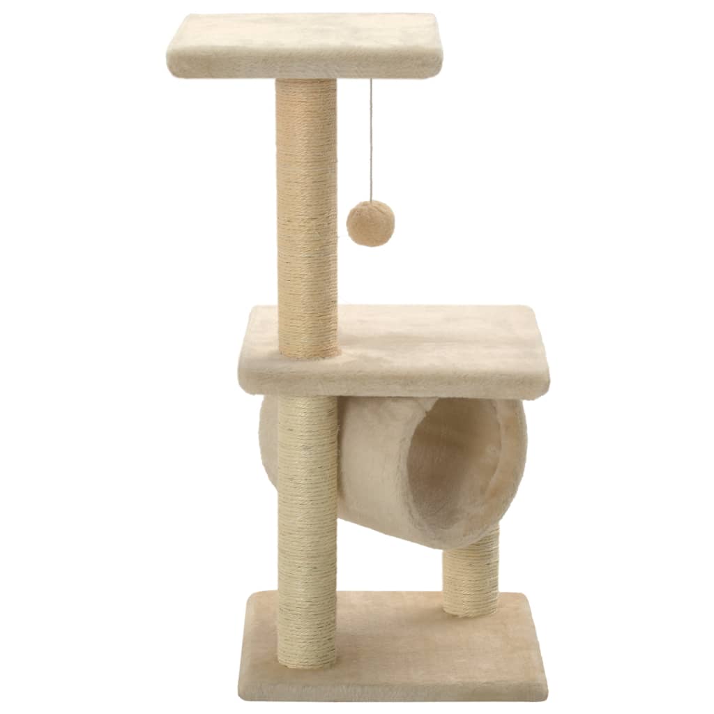 vidaXL Ansamblu pentru pisici, stâlpi cu funie de sisal, bej, 65 cm