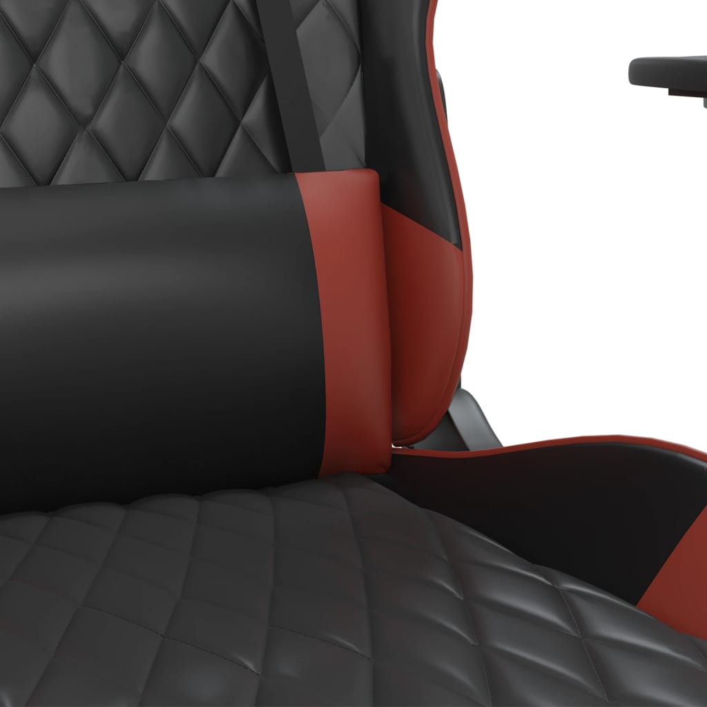 vidaXL Scaun de gaming masaj/suport picioare negru/roșu vin piele eco