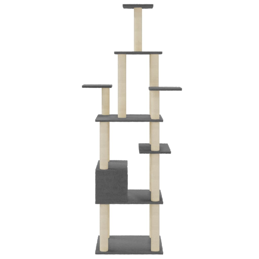 vidaXL Ansamblu pisici, stâlpi din funie sisal, gri închis, 183 cm