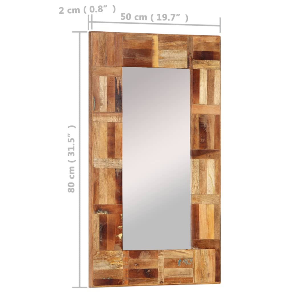 vidaXL Oglindă de perete, 50 x 80 cm, lemn masiv reciclat