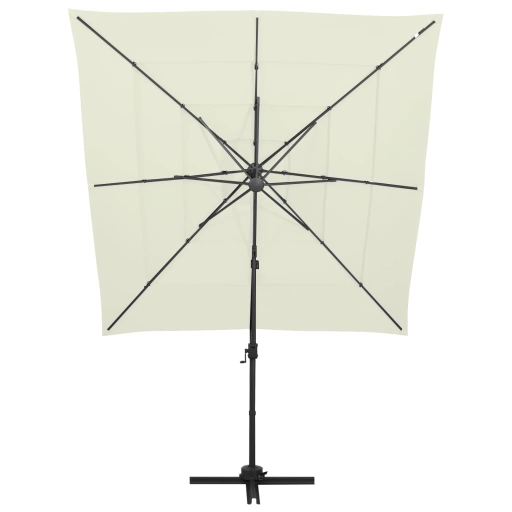 vidaXL Umbrelă de soare 4 niveluri, stâlp aluminiu, nisipiu 250x250 cm