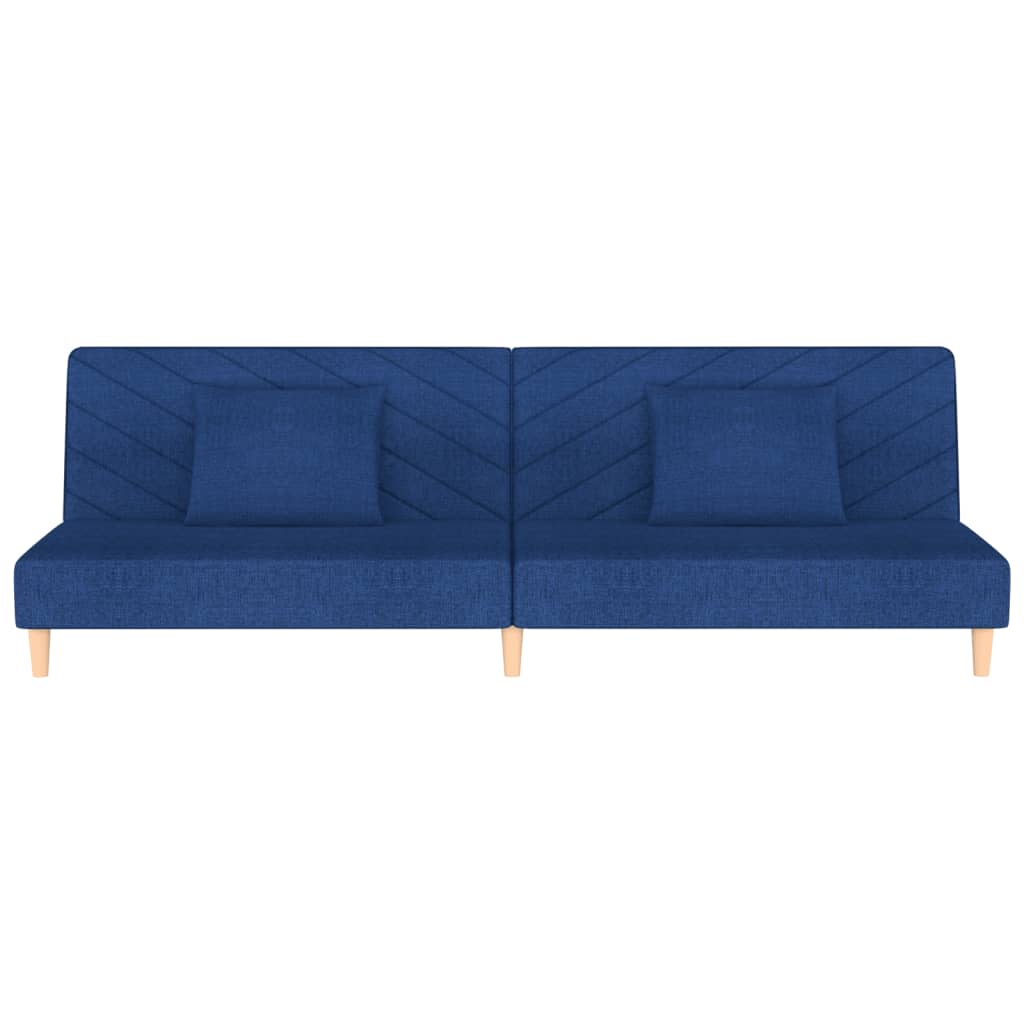 vidaXL Canapea extensibilă cu 2 locuri, 2 perne, albastru, textil
