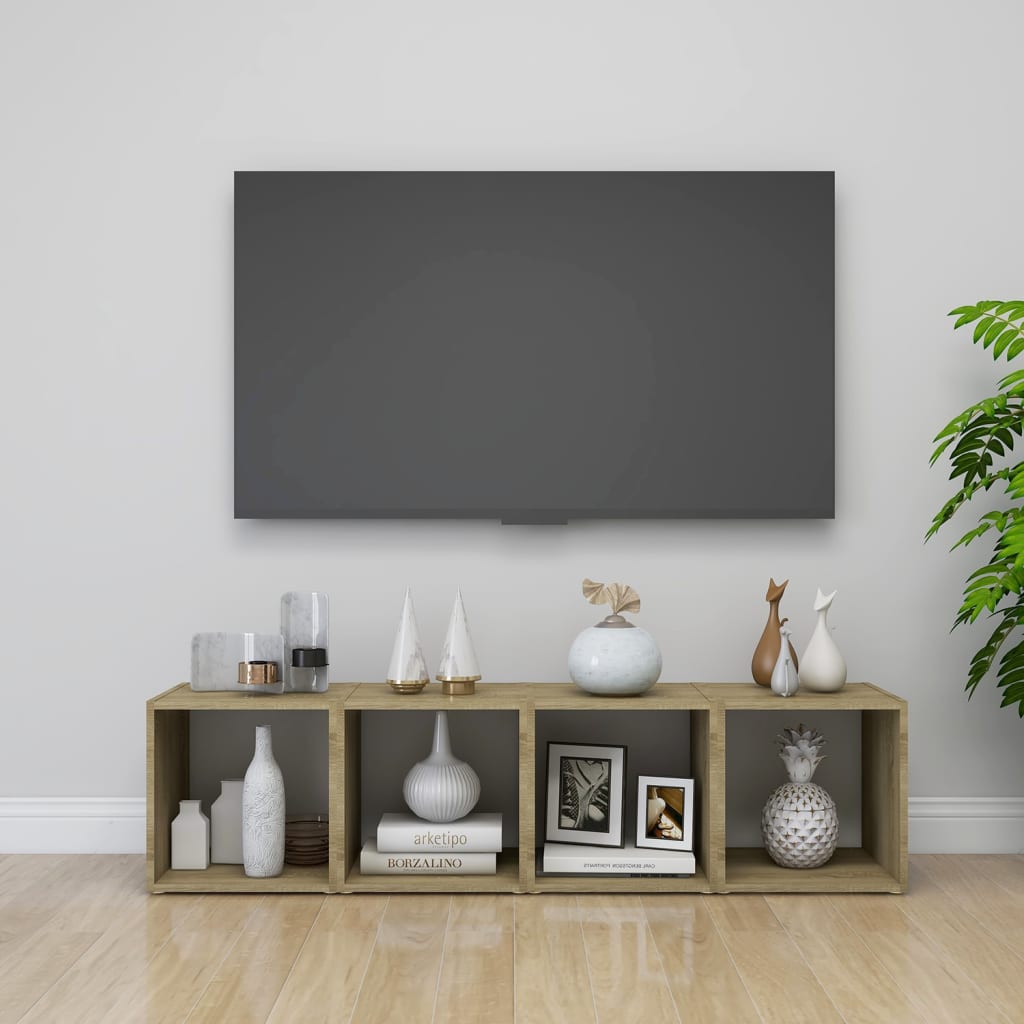 vidaXL Comodă TV, alb și stejar sonoma, 37x35x37 cm, PAL