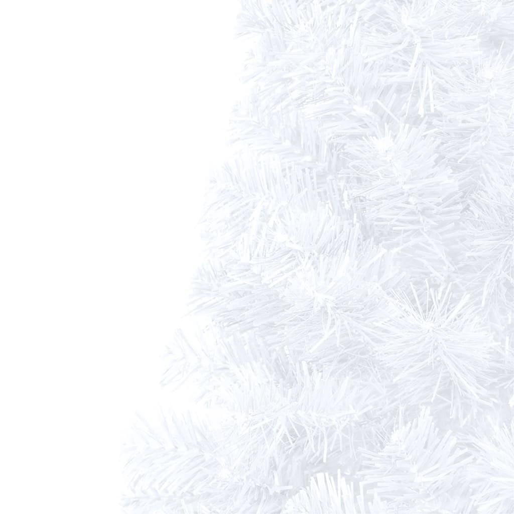 vidaXL Jumătate brad Crăciun pre-iluminat cu suport, alb, 210 cm, PVC