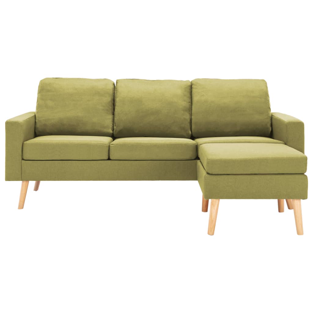 vidaXL Canapea cu 3 locuri și taburet, verde, material textil