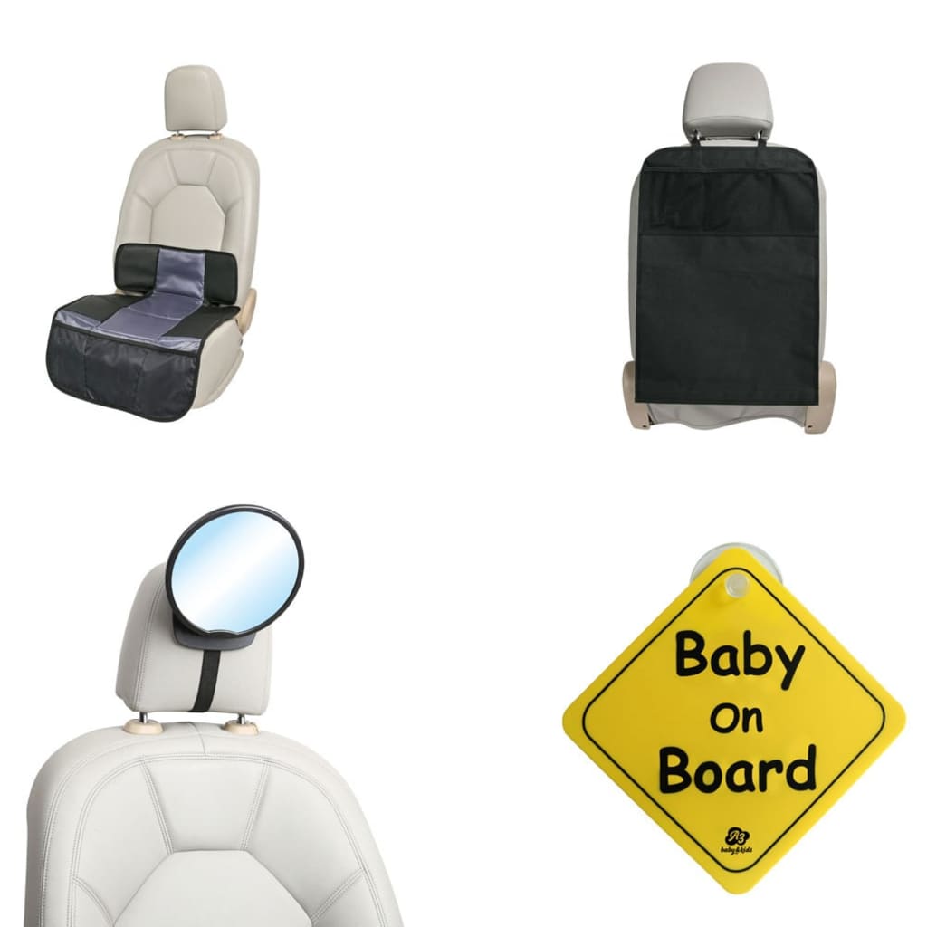 A3 Baby & Kids Set accesorii de mașină pentru bebeluși, negru, 4 piese