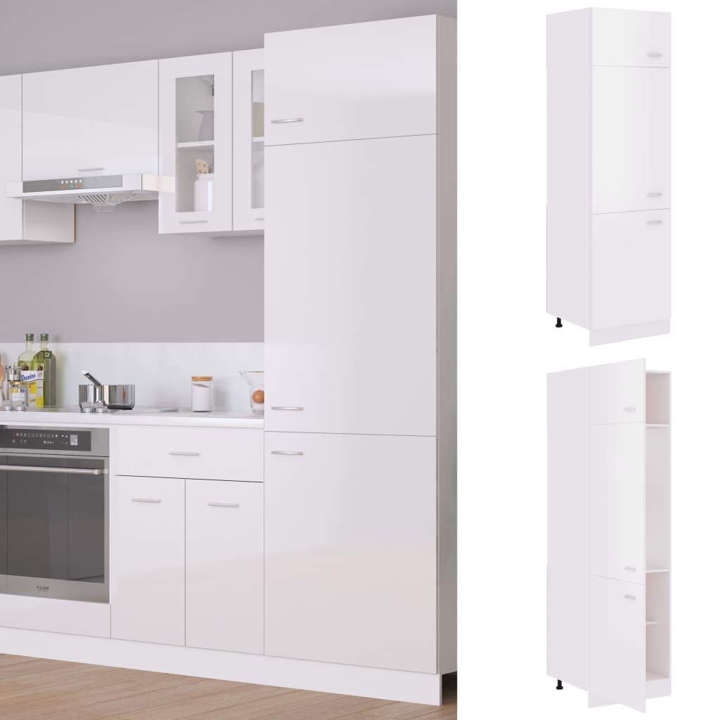 vidaXL Dulap pentru frigider, alb extralucios, 60x57x207 cm, PAL