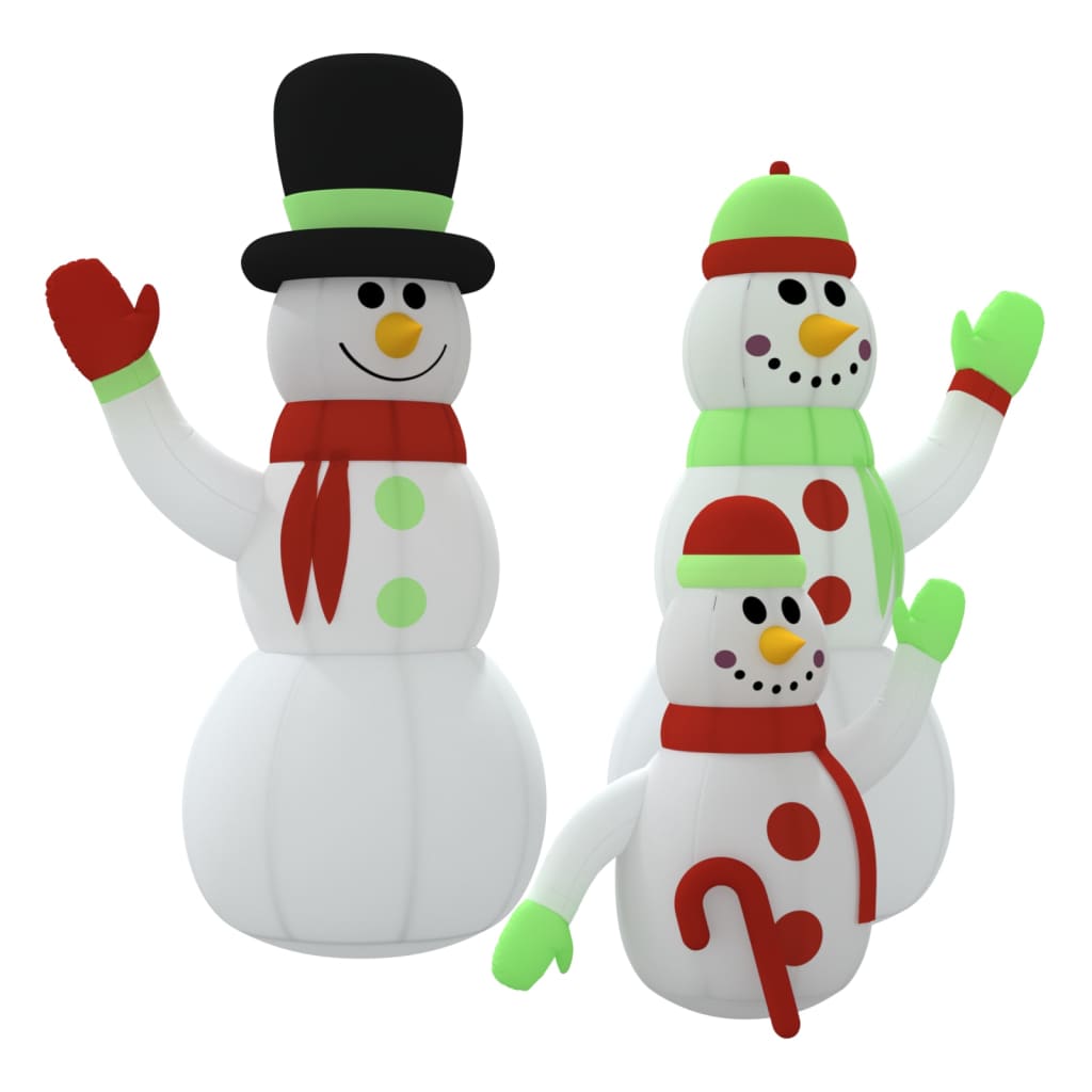 vidaXL Familie de oameni de zăpadă gonflabili cu LED-uri, 240 cm
