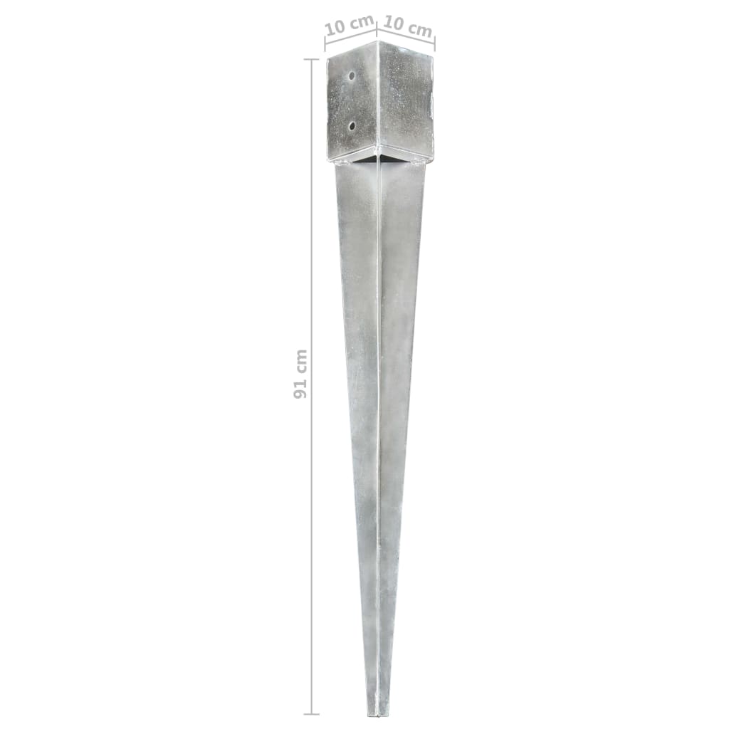vidaXL Țăruși de sol, 12 buc., argintiu, 10x10x91 cm, oțel galvanizat