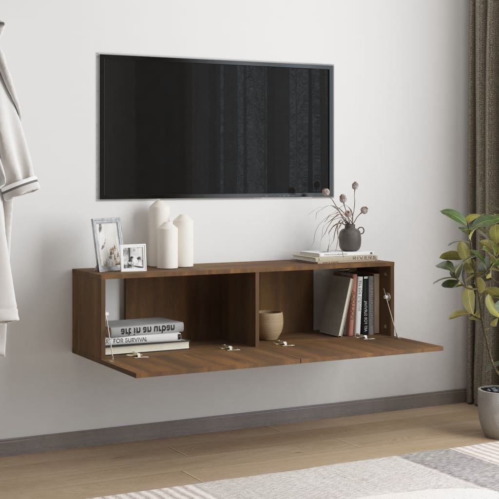 vidaXL Comodă TV de perete, stejar maro, 120x30x30 cm, lemn compozit