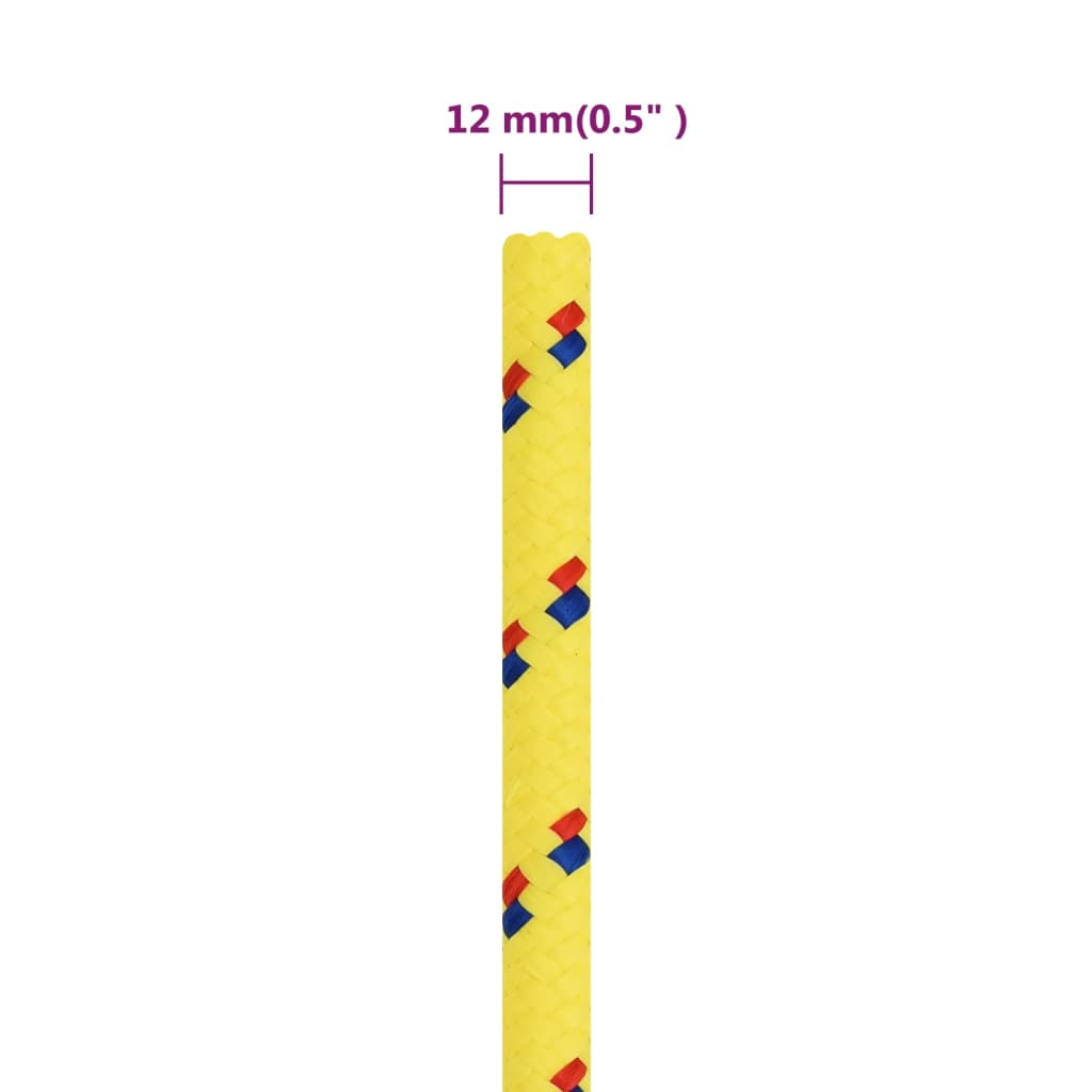 vidaXL Frânghie de barcă, galben, 12 mm, 100 m, polipropilenă