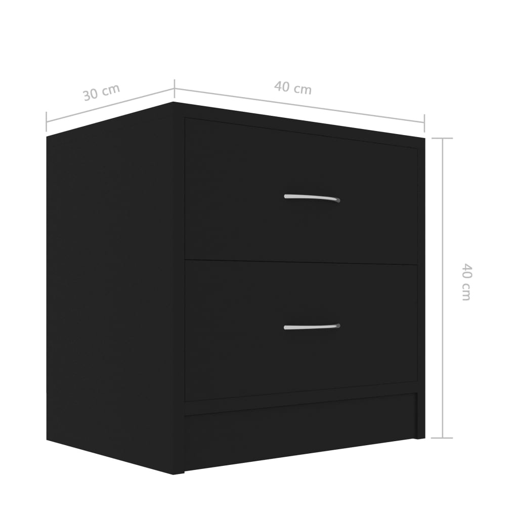 vidaXL Noptieră, negru, 40 x 30 x 40 cm, PAL