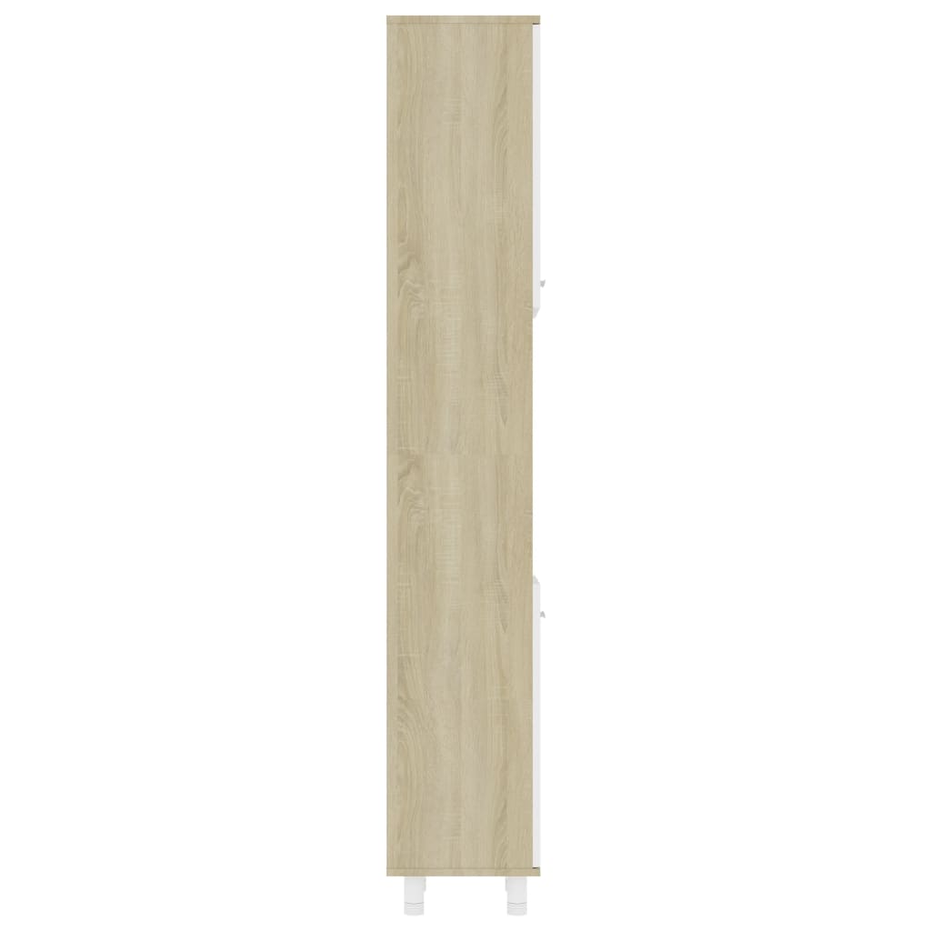 vidaXL Dulap de baie, alb și stejar Sonoma, 30 x 30 x 179 cm, PAL