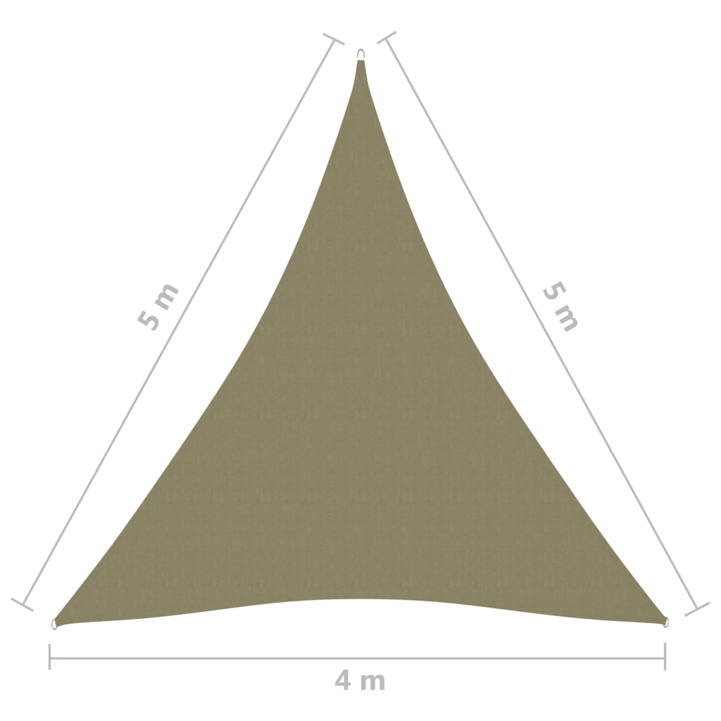 vidaXL Parasolar, bej, 4x5x5 m, țesătură oxford, triunghiular