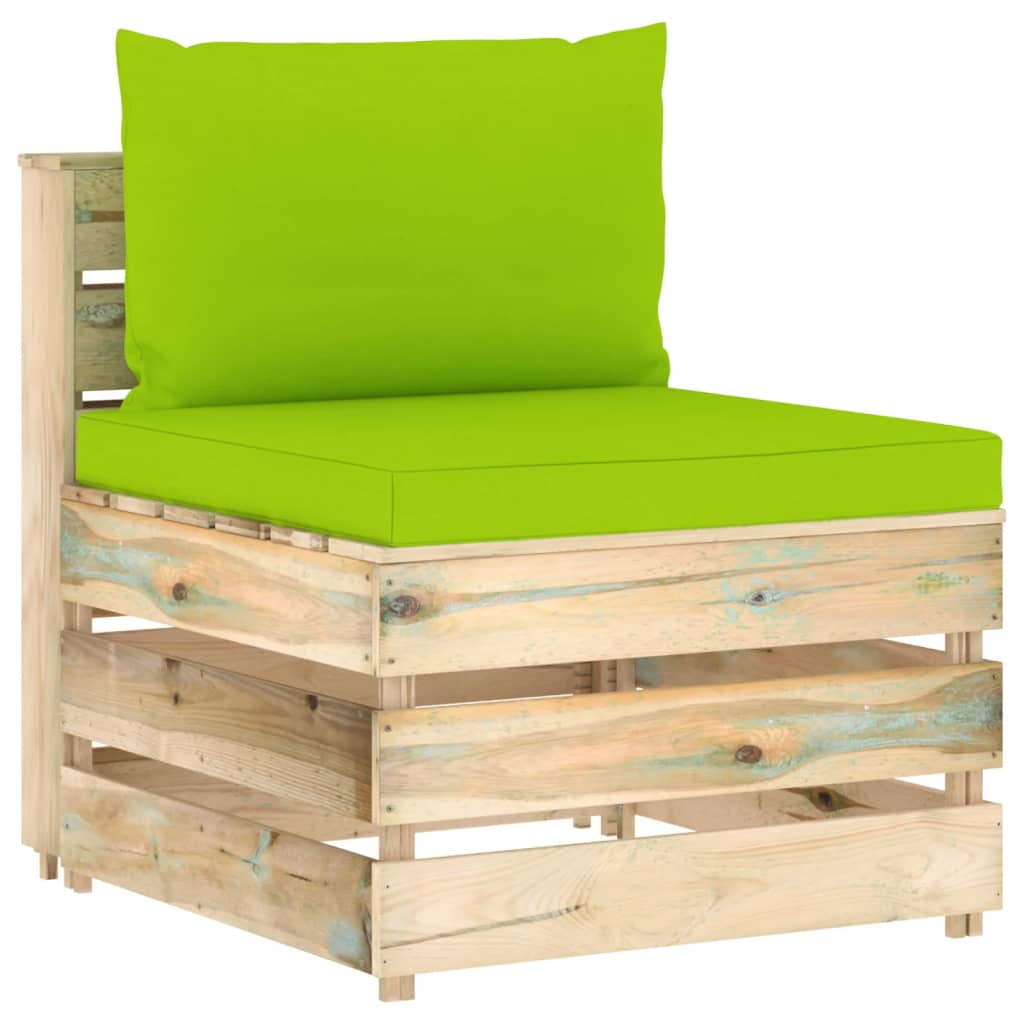 vidaXL Canapea de mijloc modulară cu perne, lemn verde tratat