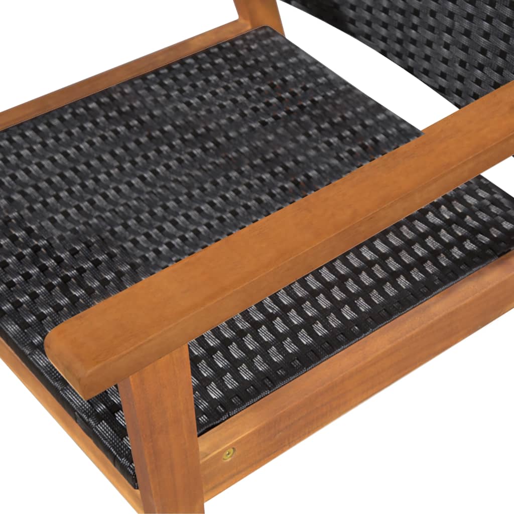 vidaXL Set mobilier de exterior, 5 piese, negru și maro, poliratan