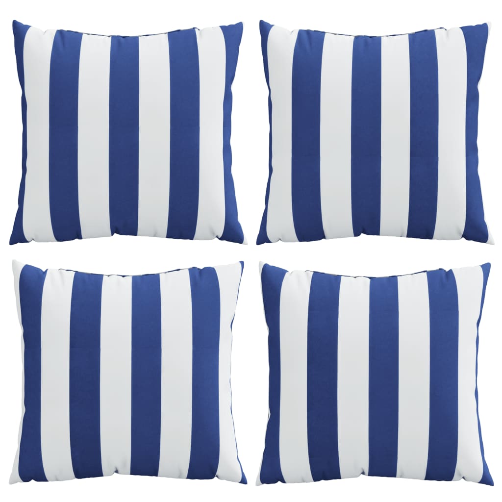 vidaXL Perne decorative, 4 buc., dungi albastru&alb, 50x50 cm, textil