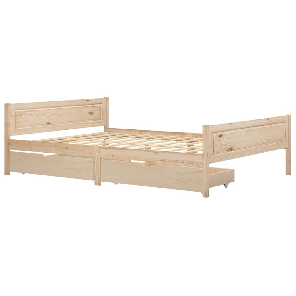 vidaXL Cadru de pat cu 2 sertare, 140x200 cm, lemn masiv pin