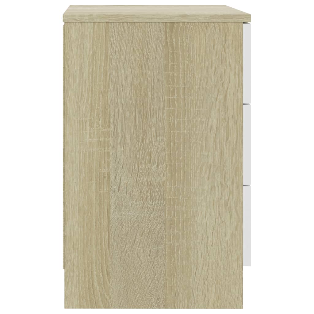 vidaXL Noptieră, alb și stejar sonoma, 38x35x56 cm, PAL