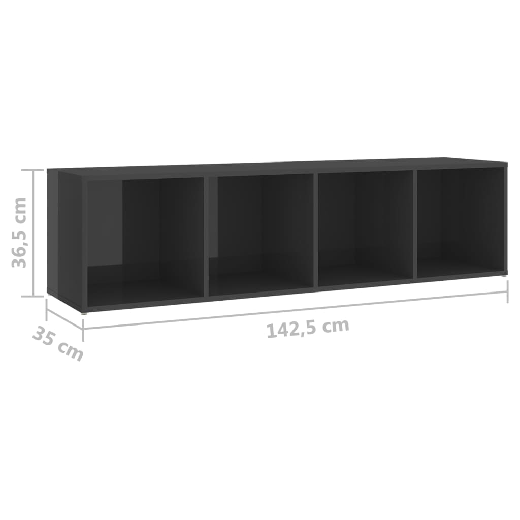 vidaXL Dulapuri TV, 2 buc gri lucios 142,5x35x36,5 cm, lemn prelucrat